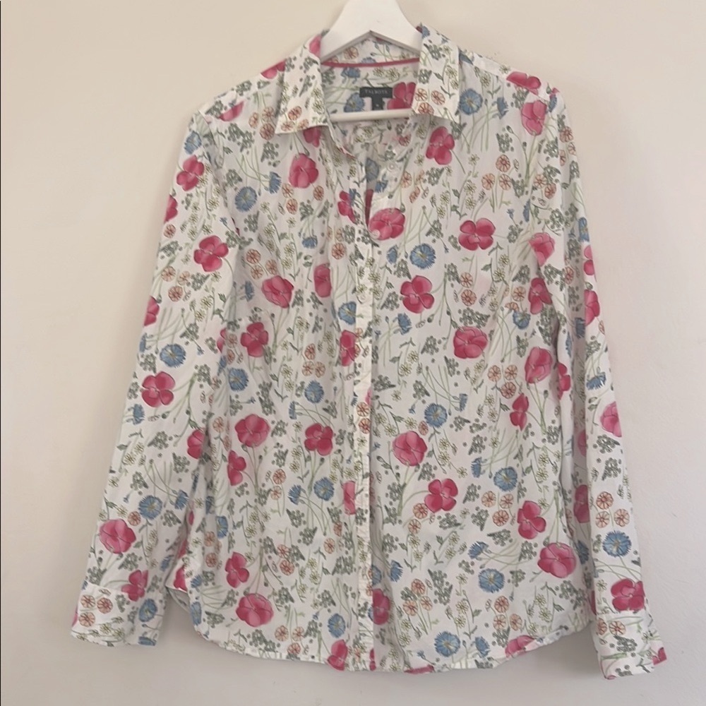 Talbots Red and Blue Casual Button Down Shirt